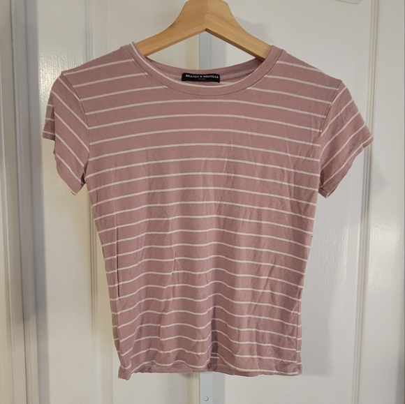 Brandy Melville Tops - Brandy Melville Pink Stripe Tee Shirt Small